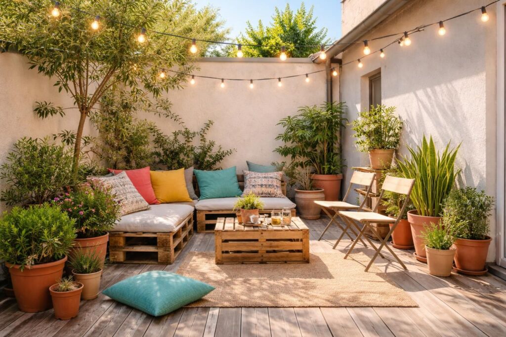 découvrez comment aménager une terrasse agréable et cosy sans dépenser beaucoup grâce à des astuces simples et économiques.