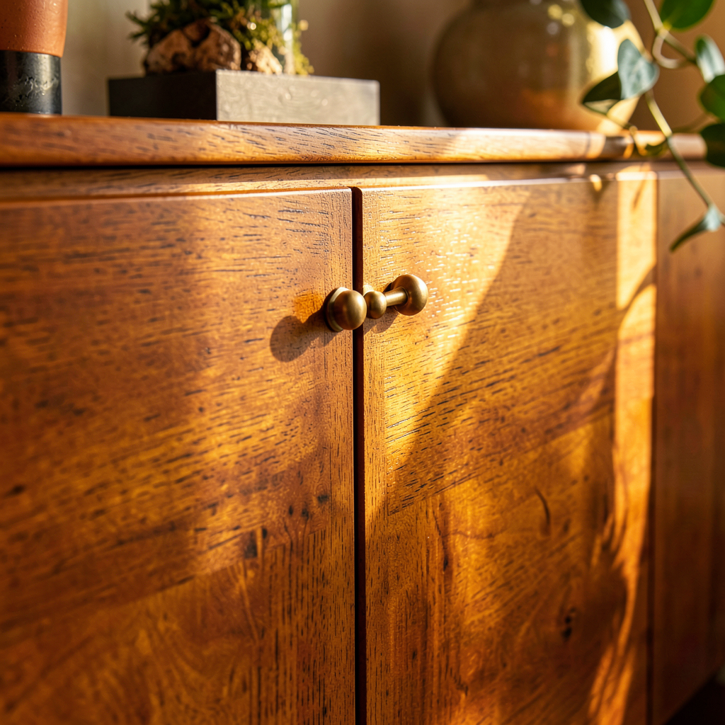 Aménagement d'entrée avec meuble bas sur mesure, combinant espace de rangement et élégance