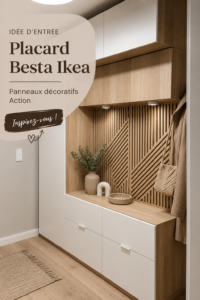 Un salon aménagé avec des meubles Besta d'Ikea, alliant fonctionnalité et design moderne.