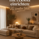 Salon moderne avec canapé d'angle et décoration chaleureuse