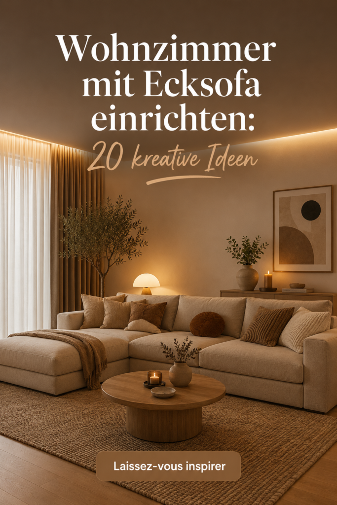 Salon moderne avec canapé d'angle et décoration chaleureuse