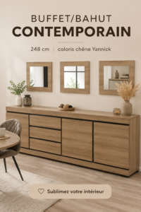 Buffet contemporain en chêne dans un salon moderne