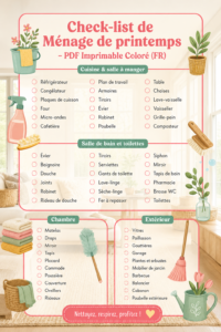 Check-list de ménage de printemps imprimable et colorée