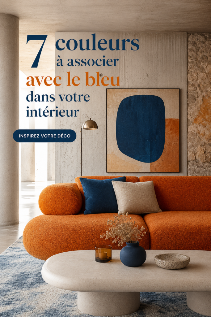 Intérieur apaisant avec des murs bleus et des accessoires colorés