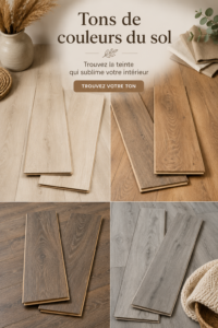 Intérieur chaleureux avec un sol en bois clair et des meubles assortis.