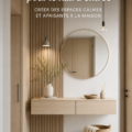 Couloir décoré dans un style scandinave avec des tons neutres et des matériaux naturels.