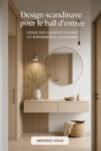 Couloir décoré dans un style scandinave avec des tons neutres et des matériaux naturels.