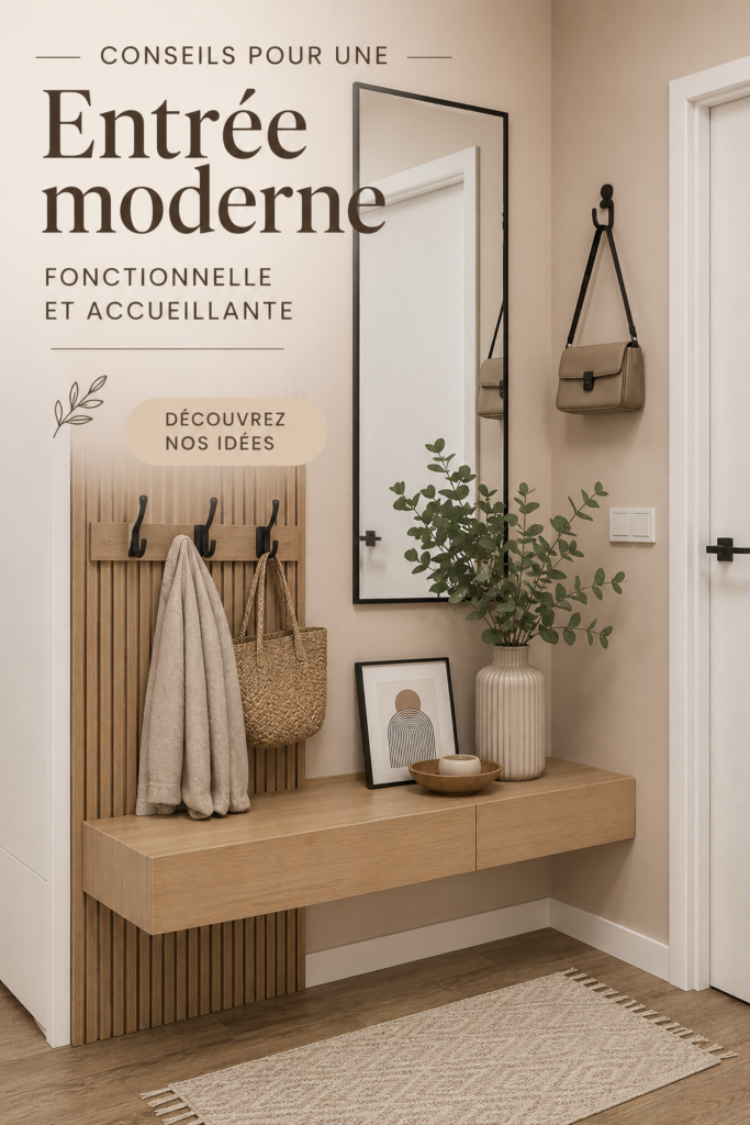 Un hall d'entrée moderne et accueillant avec des meubles pratiques et une décoration stylée.