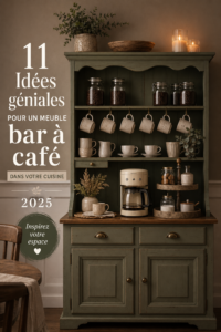 Un bar à café élégant dans une cuisine moderne avec des tasses et une machine à café