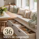 Salle à manger avec un système de rangement élégant et pratique, optimisant l'espace.