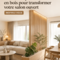 Séparateur en bois moderne dans un salon élégant.
