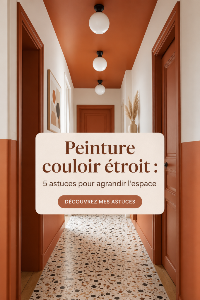 Un couloir étroit fraîchement peint dans des tons clairs pour agrandir l'espace