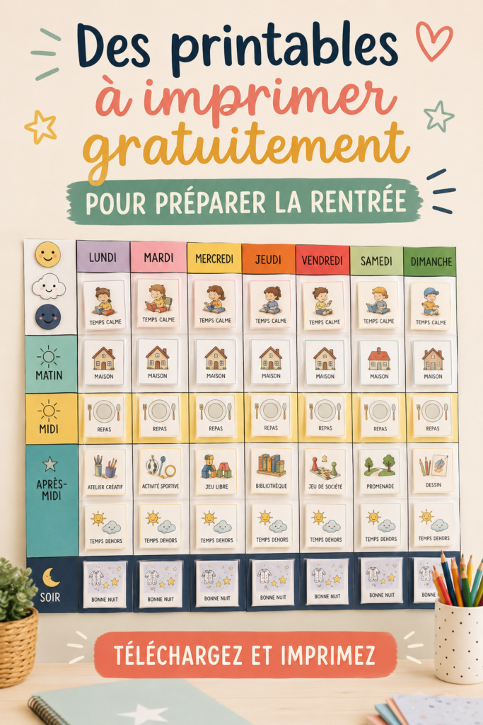 Femme souriante utilisant des printables pour organiser la rentrée