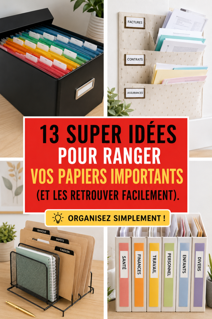 Une femme souriante range ses papiers importants dans un classeur organisé.