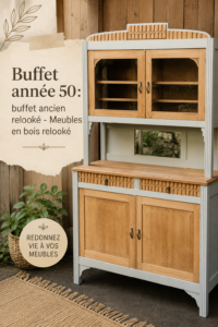 Buffet relooké des années 50 en bois avec une finition moderne