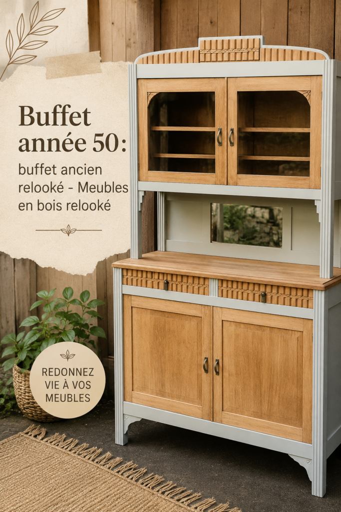Buffet relooké des années 50 en bois avec une finition moderne