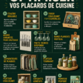 Cuisine moderne avec placards bien rangés et organisés pour plus de praticité.