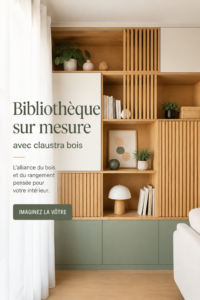 Bibliothèque sur mesure en bois avec claustra élégant