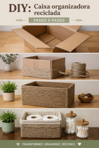 Boîte organisatrice en matériaux recyclés sur une table