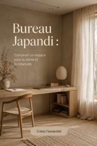 Bureau Japonais minimaliste avec décoration Japandi