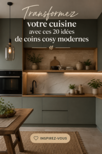 Un coin cuisine moderne et chaleureux bien aménagé.