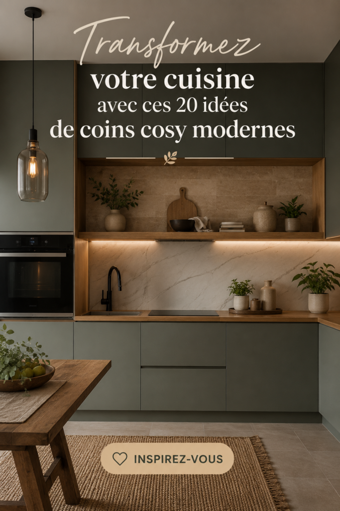 Un coin cuisine moderne et chaleureux bien aménagé.