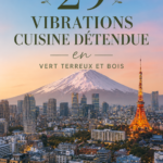 Cuisine chaleureuse avec des tons vert et bois, créant une ambiance relaxante et accueillante.