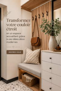 Couloir décoré avec des éléments modernes et accueillants
