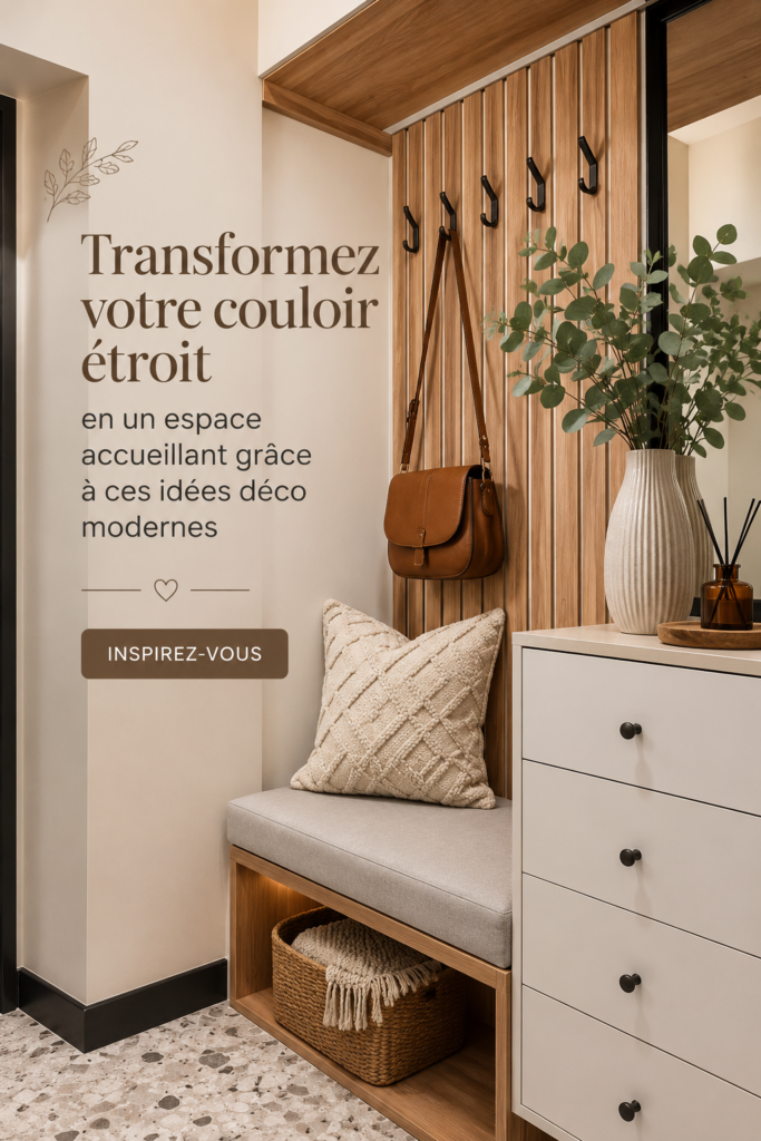 Couloir décoré avec des éléments modernes et accueillants