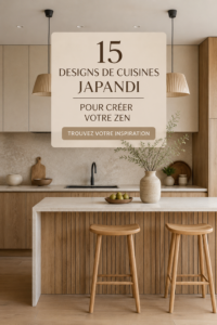 Cuisine Japandi moderne avec éléments en bois et décoration épurée