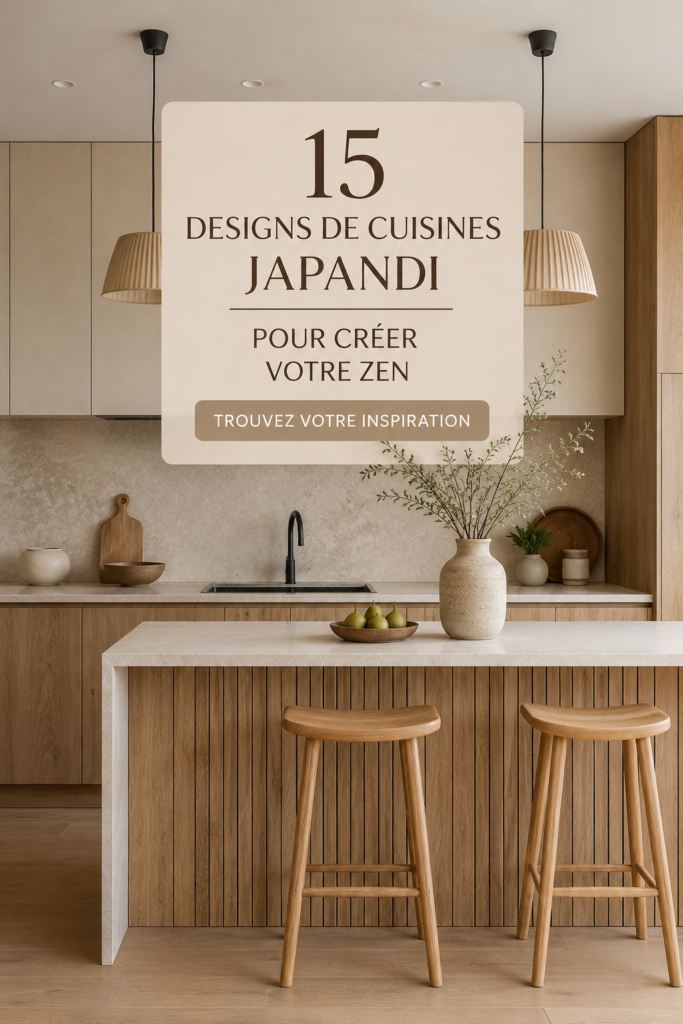 Cuisine Japandi moderne avec éléments en bois et décoration épurée