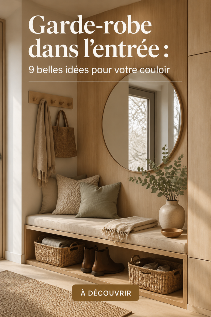 Une entrée moderne et décorée avec goût, avec des couleurs chaudes et des meubles fonctionnels.
