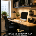 Aménagement d'un bureau élégant avec des meubles IKEA, espace lumineux et inspirant.