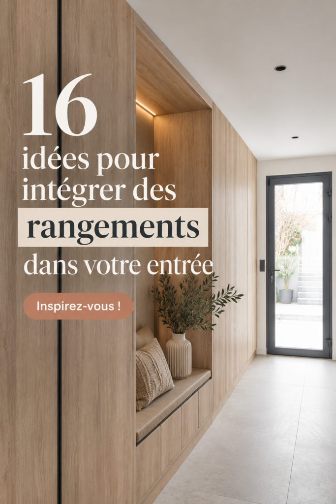 Une entrée bien organisée avec des solutions de rangement pratiques et esthétiques.