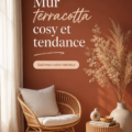 Mur en terracotta dans un salon cozy