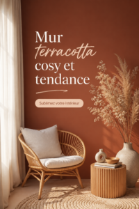 Mur en terracotta dans un salon cozy