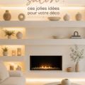 Salon avec une belle niche murale décorée de plantes et d'objets