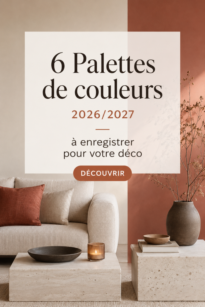 Palettes de couleurs tendances pour 2026/2027 adaptées à la décoration intérieure.