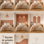 Mur peint derrière un lit avec des couleurs apaisantes, créant une atmosphère chaleureuse dans la chambre.