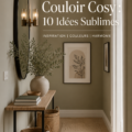 Couloir peint dans des teintes cosy avec des accessoires chaleureux