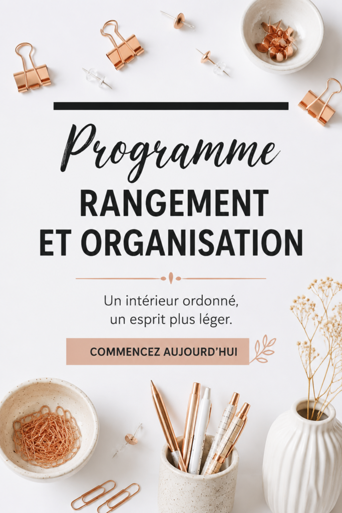 Programme de rangement sur un bureau avec des espaces bien organisés
