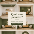 Un salon moderne avec un mur joliment peint et décoré.