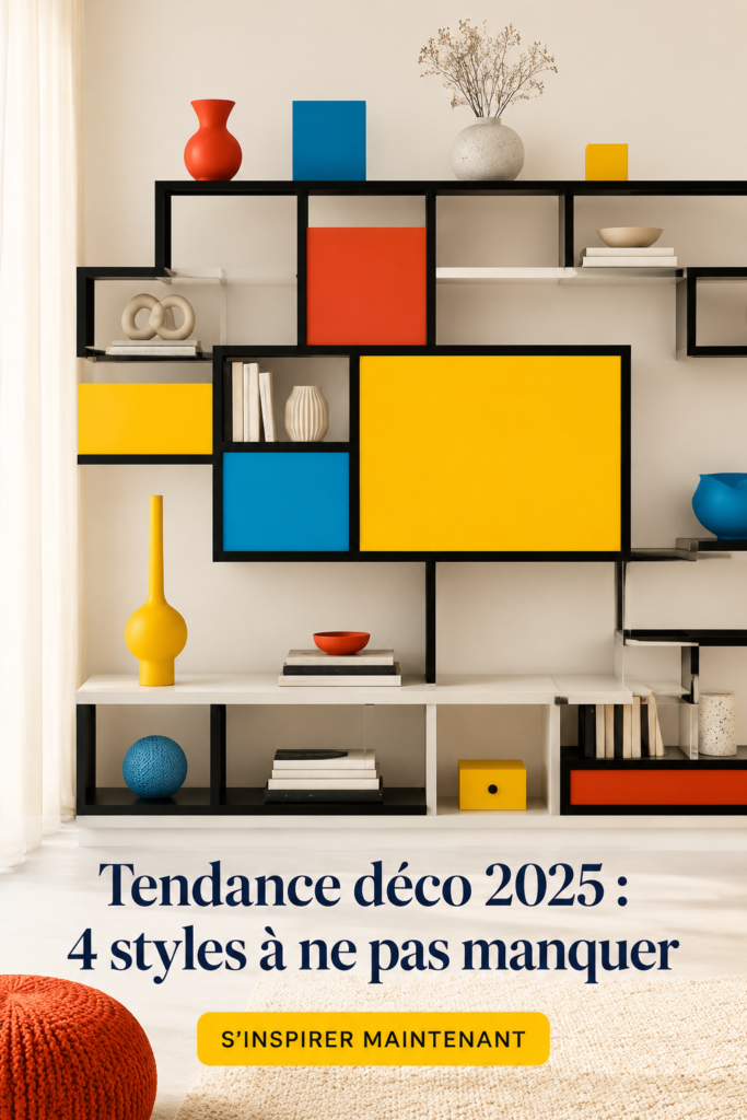 Intérieur avec des éléments de décoration tendance pour 2025, incluant un mélange de styles modernes.