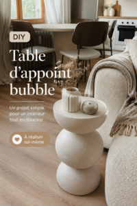 Table d'appoint bubble en bois dans un salon moderne