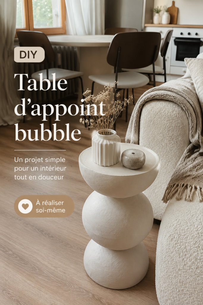 Table d'appoint bubble en bois dans un salon moderne