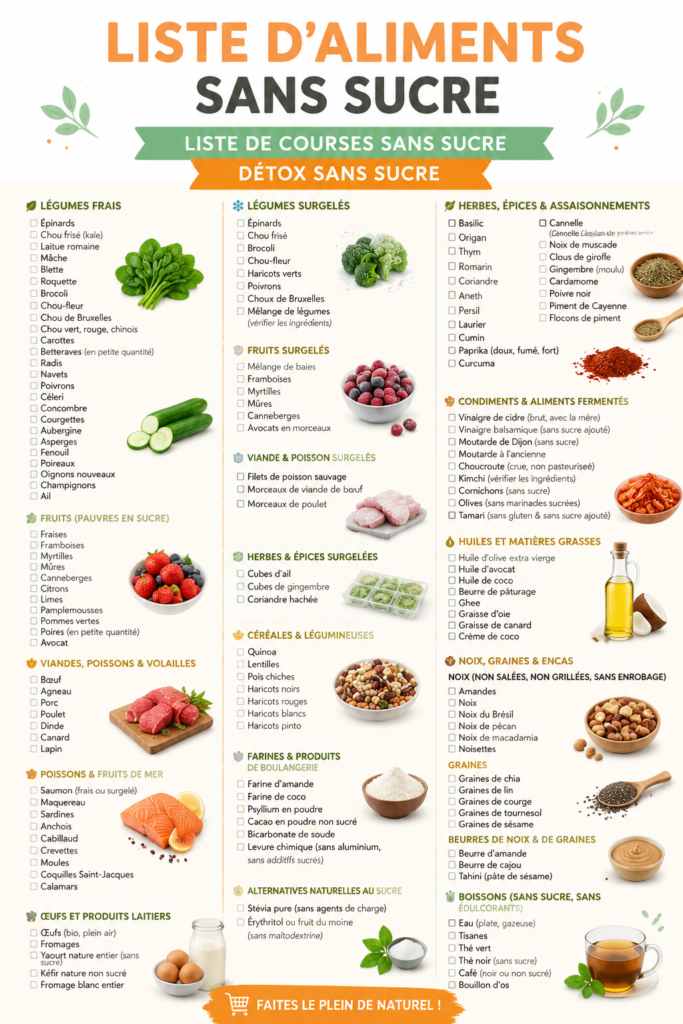 Assiette colorée d'aliments frais sans sucre, comprenant fruits et légumes.