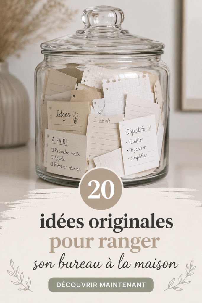 Bureau à la maison avec des rangements organisés et esthétiques