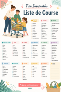 Un modèle d'impression pour une liste de courses sur une table