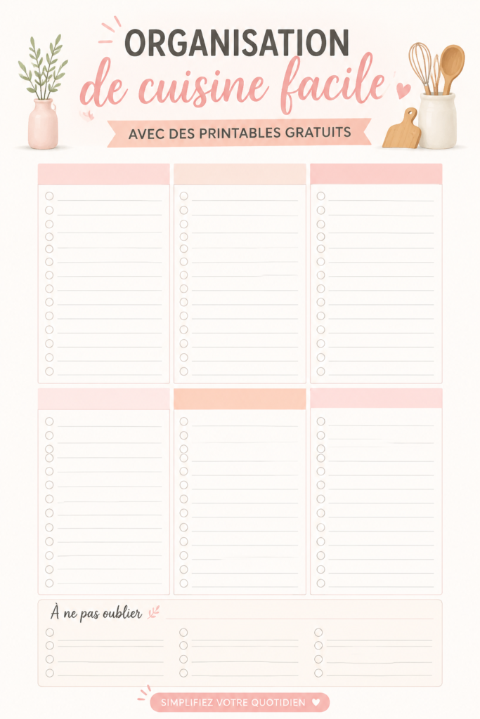 Une cuisine bien organisée avec des printables décoratifs.